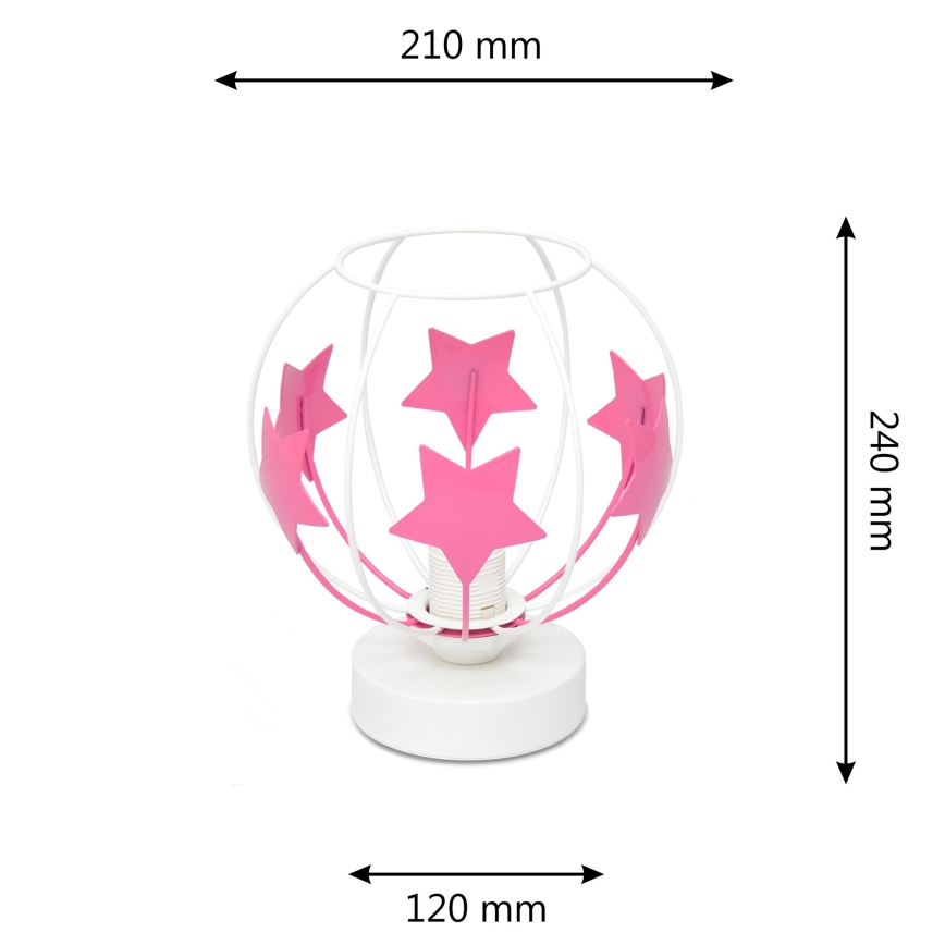 Παιδική επιτραπέζια λάμπα STARS 1xE27/15W/230V ροζ/λευκό
