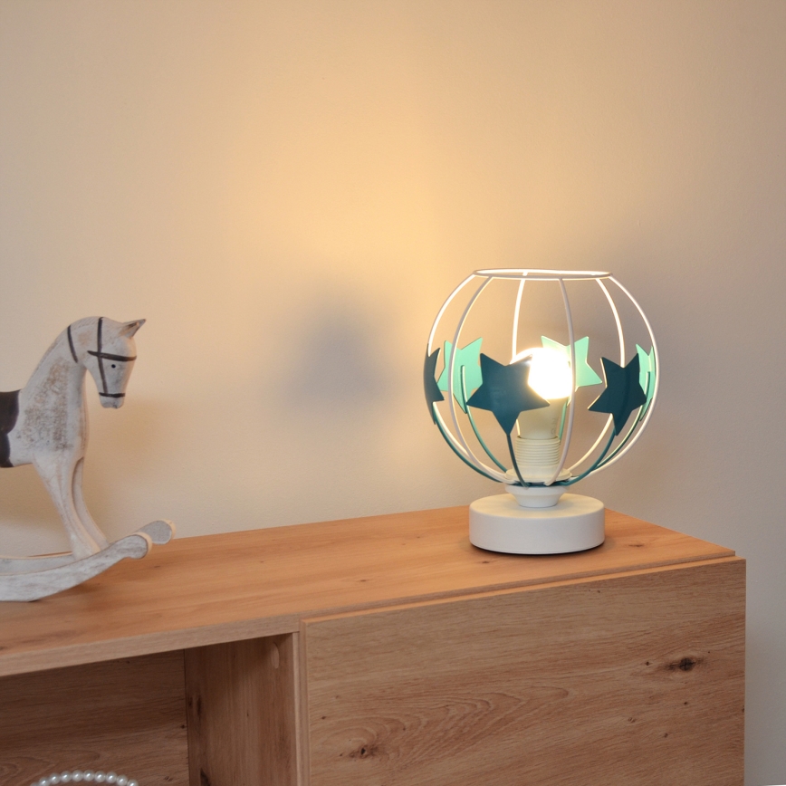 Παιδική επιτραπέζια λάμπα STARS 1xE27/15W/230V τουρκουάζ/λευκό