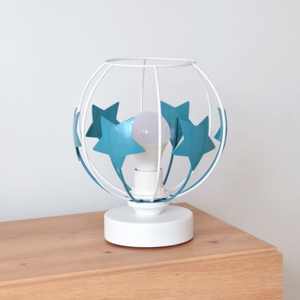 Παιδική επιτραπέζια λάμπα STARS 1xE27/15W/230V τουρκουάζ/λευκό