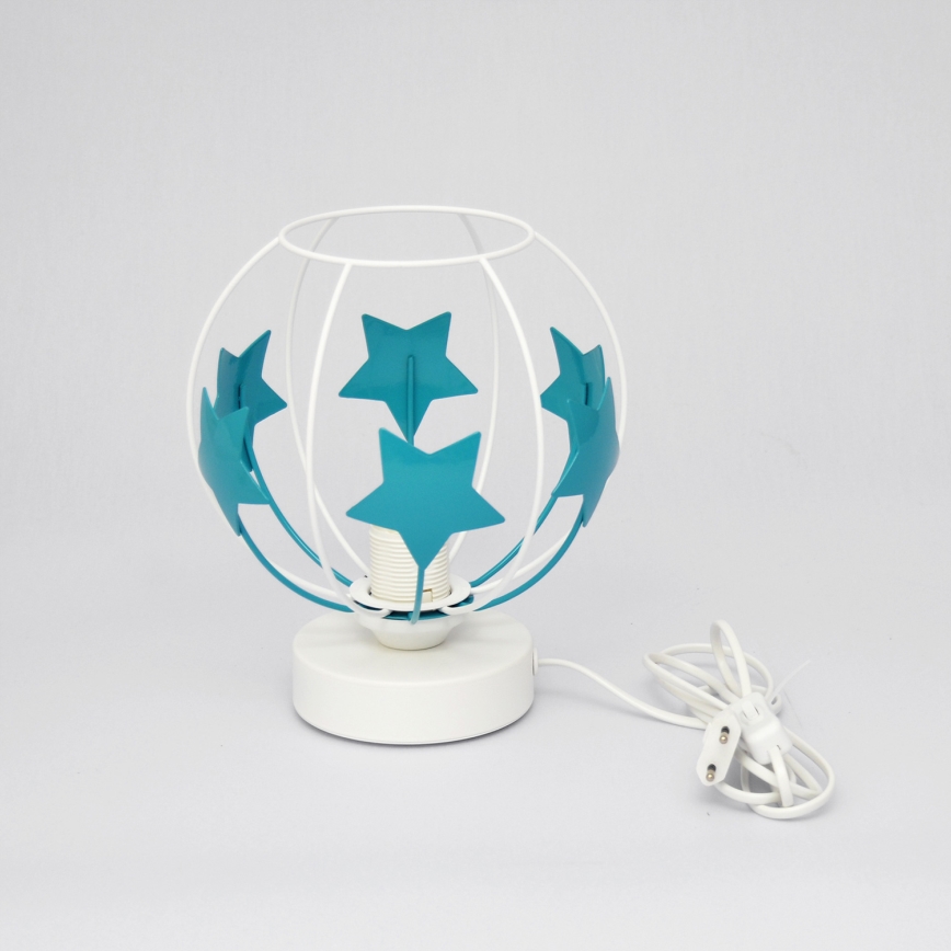 Παιδική επιτραπέζια λάμπα STARS 1xE27/15W/230V τουρκουάζ/λευκό
