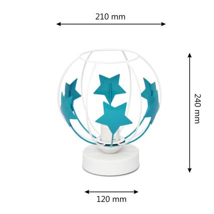 Παιδική επιτραπέζια λάμπα STARS 1xE27/15W/230V τουρκουάζ/λευκό