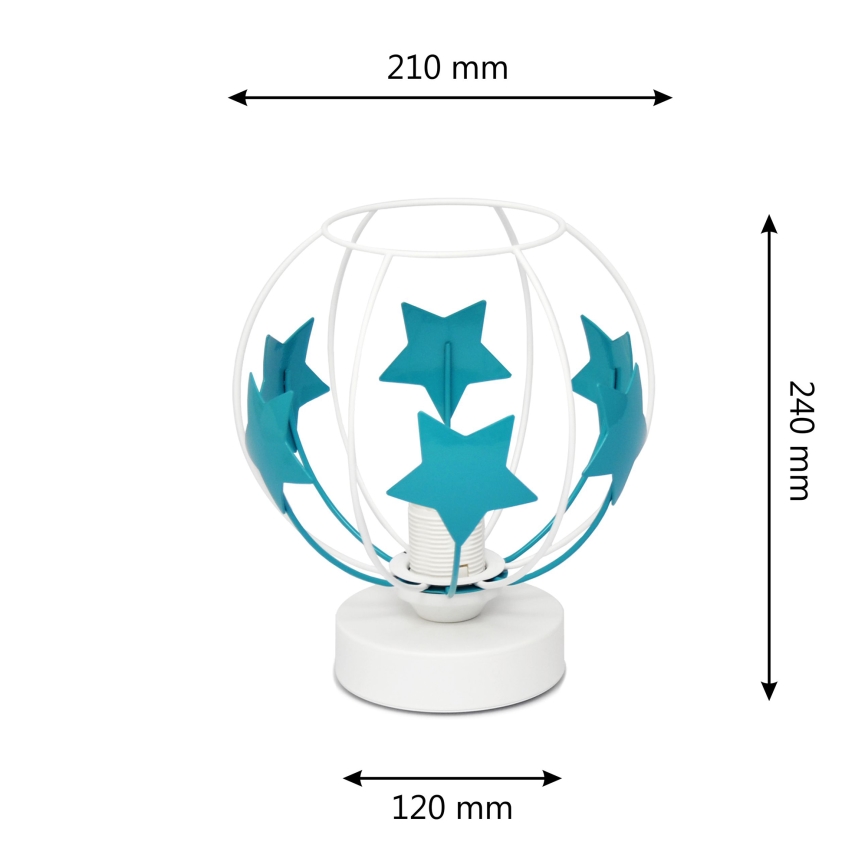 Παιδική επιτραπέζια λάμπα STARS 1xE27/15W/230V τουρκουάζ/λευκό