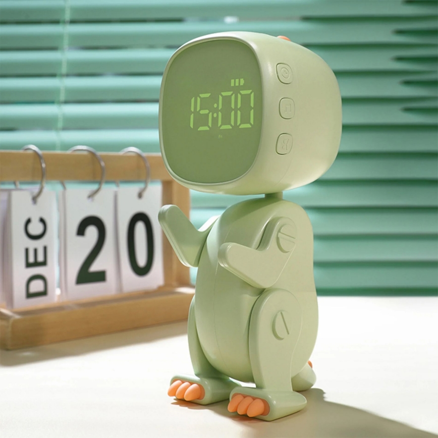 LED RGBW Dimming παιδικό φωτιστικό νυκτός με ξυπνητήρι ROBOT LED/1W/5V 1200 mAh