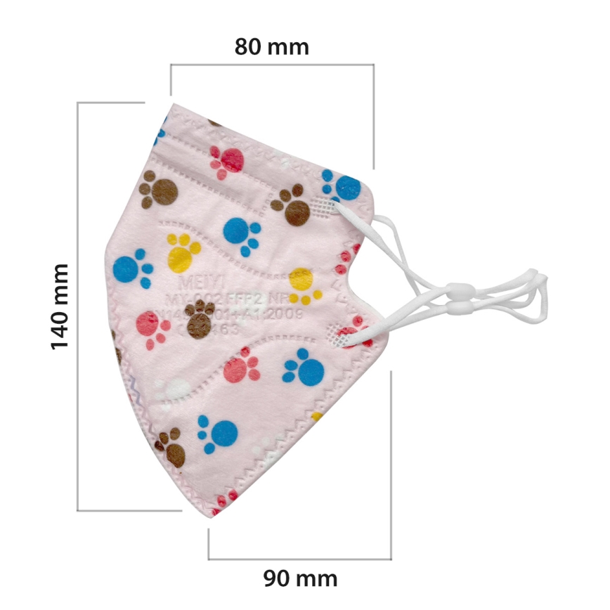 Παιδική μάσκα προστασίας FFP2 NR Kids πατούσες 100pcs
