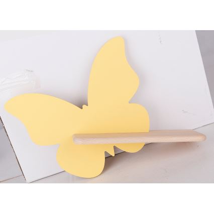 Παιδικό φωτιστικό τοίχου LED με ράφι BUTTERFLY LED/5W/230V κίτρινο/ξύλο,