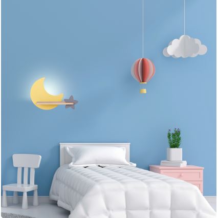 LED Παιδικό φωτιστικό τοίχου με ράφι MOON LED/5W/230V,