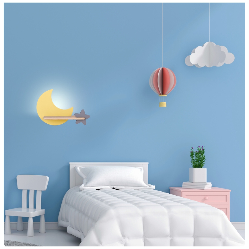 LED Παιδικό φωτιστικό τοίχου με ράφι MOON LED/5W/230V,