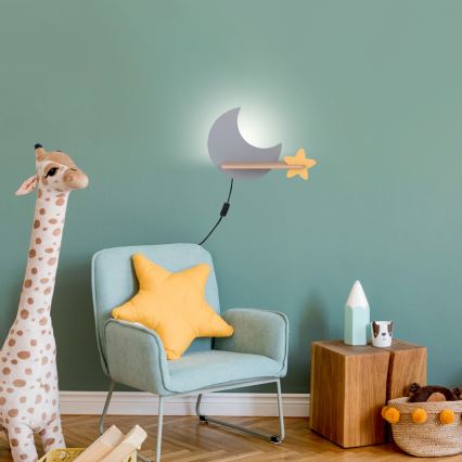 LED Παιδικό φωτιστικό τοίχου με ράφι MOON LED/5W/230V,