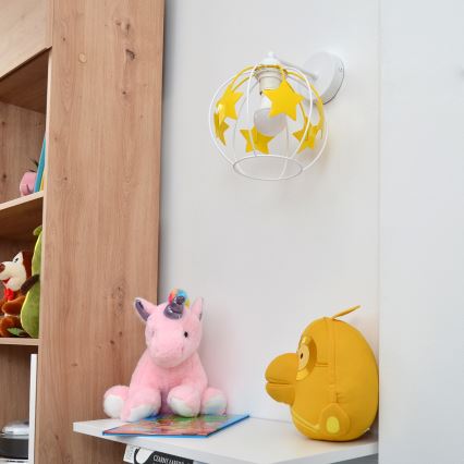 Παιδικό επιτοίχιο φωτιστικό STARS 1xE27/15W/230V κίτρινο/λευκό