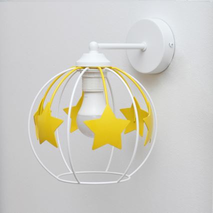 Παιδικό επιτοίχιο φωτιστικό STARS 1xE27/15W/230V κίτρινο/λευκό