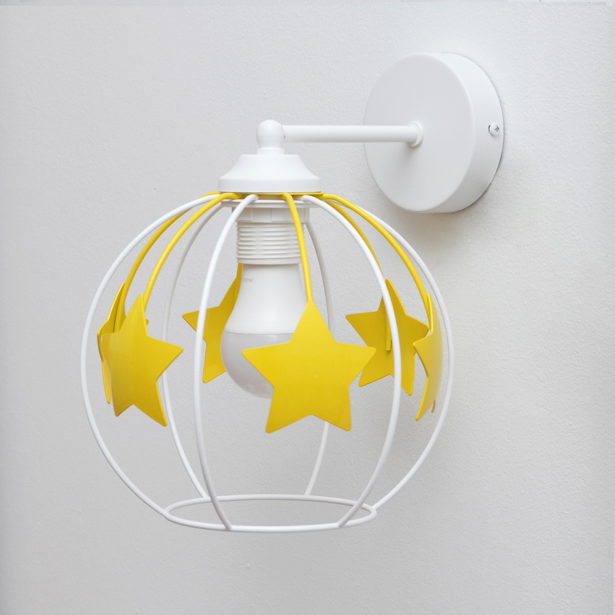 Παιδικό επιτοίχιο φωτιστικό STARS 1xE27/15W/230V κίτρινο/λευκό