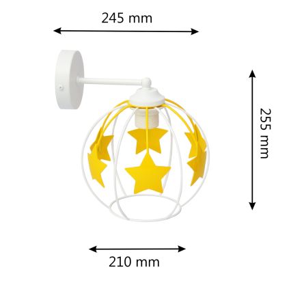 Παιδικό επιτοίχιο φωτιστικό STARS 1xE27/15W/230V κίτρινο/λευκό