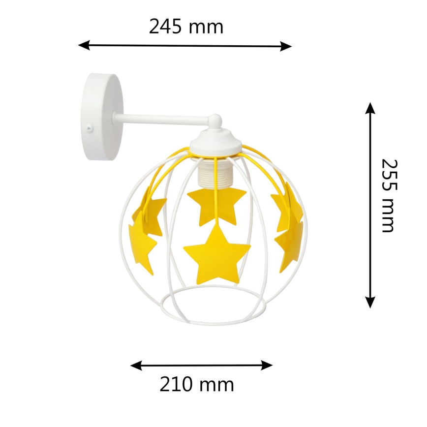 Παιδικό επιτοίχιο φωτιστικό STARS 1xE27/15W/230V κίτρινο/λευκό