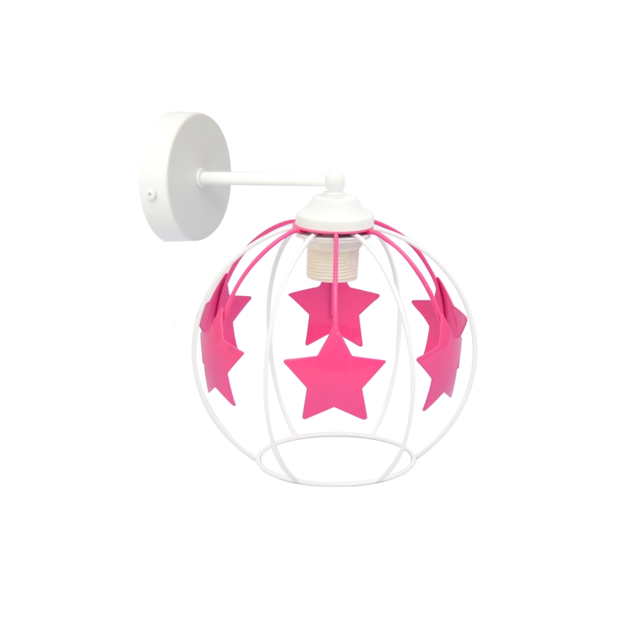 Παιδικό επιτοίχιο φωτιστικό STARS 1xE27/15W/230V ροζ/λευκό