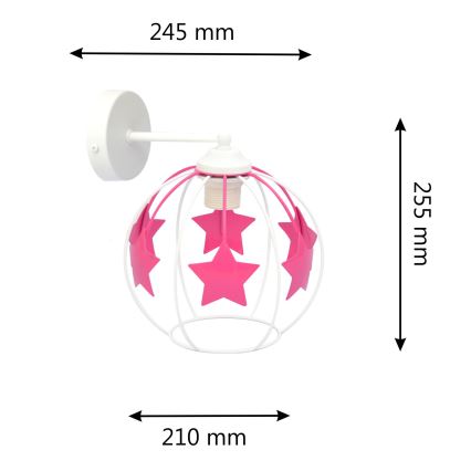 Παιδικό επιτοίχιο φωτιστικό STARS 1xE27/15W/230V ροζ/λευκό