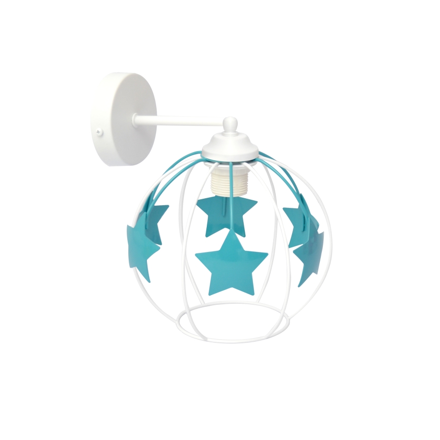 Παιδικό επιτοίχιο φωτιστικό STARS 1xE27/15W/230V τουρκουάζ/λευκό
