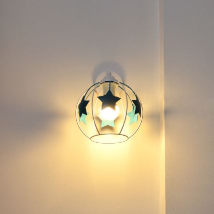 Παιδικό επιτοίχιο φωτιστικό STARS 1xE27/15W/230V τουρκουάζ/λευκό