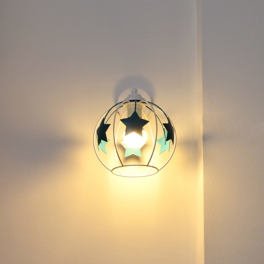 Παιδικό επιτοίχιο φωτιστικό STARS 1xE27/15W/230V τουρκουάζ/λευκό