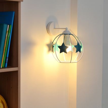 Παιδικό επιτοίχιο φωτιστικό STARS 1xE27/15W/230V τουρκουάζ/λευκό