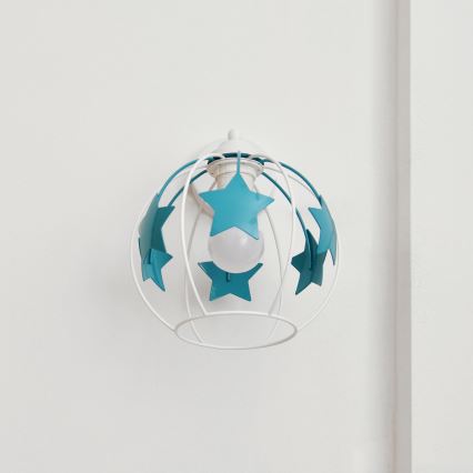 Παιδικό επιτοίχιο φωτιστικό STARS 1xE27/15W/230V τουρκουάζ/λευκό