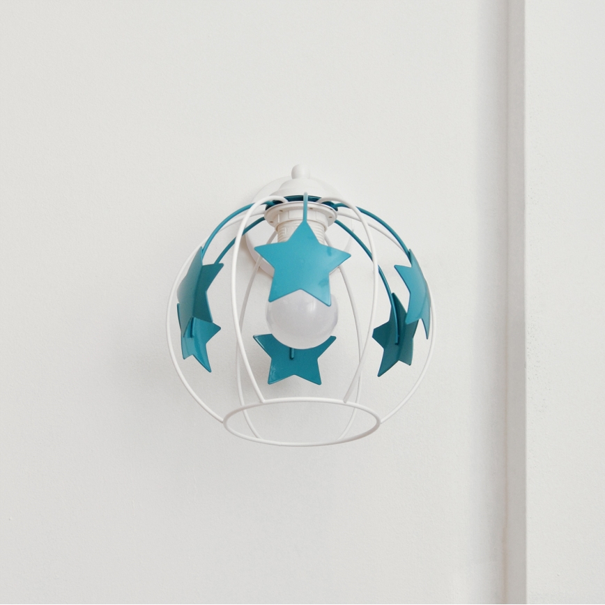 Παιδικό επιτοίχιο φωτιστικό STARS 1xE27/15W/230V τουρκουάζ/λευκό