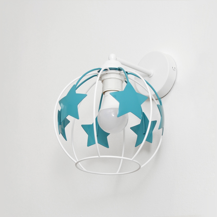 Παιδικό επιτοίχιο φωτιστικό STARS 1xE27/15W/230V τουρκουάζ/λευκό