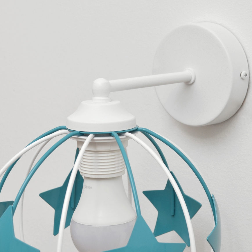 Παιδικό επιτοίχιο φωτιστικό STARS 1xE27/15W/230V τουρκουάζ/λευκό