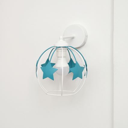 Παιδικό επιτοίχιο φωτιστικό STARS 1xE27/15W/230V τουρκουάζ/λευκό