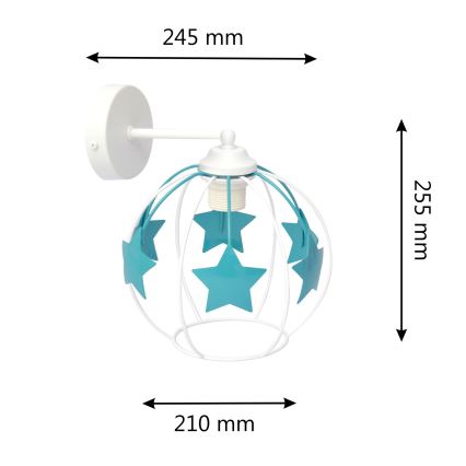 Παιδικό επιτοίχιο φωτιστικό STARS 1xE27/15W/230V τουρκουάζ/λευκό