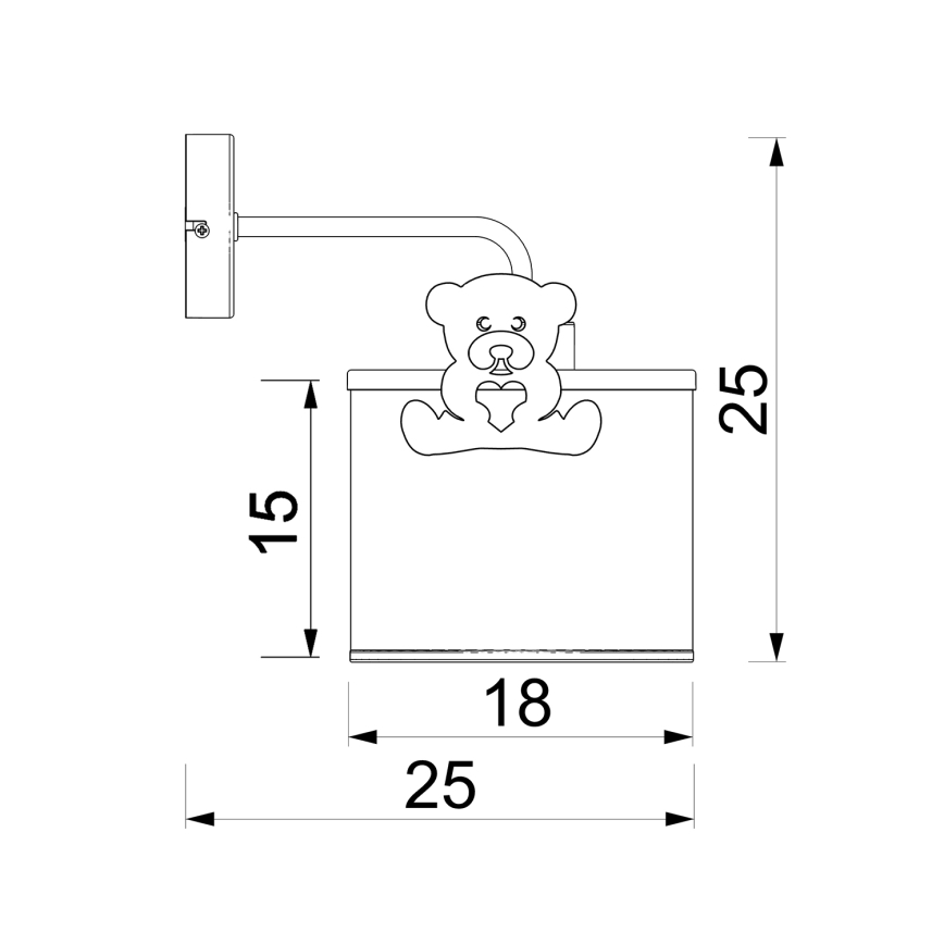 Παιδικό επιτοίχιο φωτιστικό SWEET 1xE27/15W/230V λευκό/ροζ/αρκουδάκι
