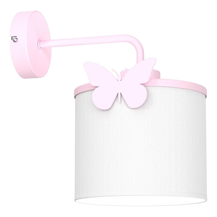 Παιδικό επιτοίχιο φωτιστικό SWEET 1xE27/15W/230V λευκό/ροζ/πεταλούδα