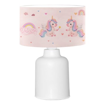 Παιδικό επιτραπέζιο φωτιστικό CANDY 1xE27/40W/230V ροζ/λευκό