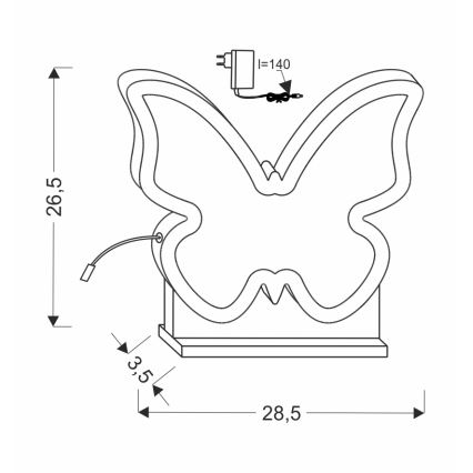 Παιδικό επιτραπέζιο φωτιστικό LED BUTTERFLY 14W/230V ροζ