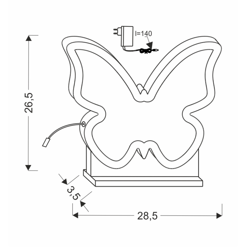 Παιδικό επιτραπέζιο φωτιστικό LED BUTTERFLY 14W/230V ροζ