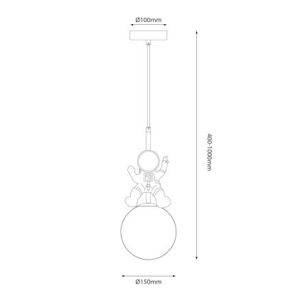Παιδικό κρεμαστό φωτιστικό οροφής ASTRONAUT 1xE27/60W/230V διάμετρος 15 cm χρυσό/μπεζ