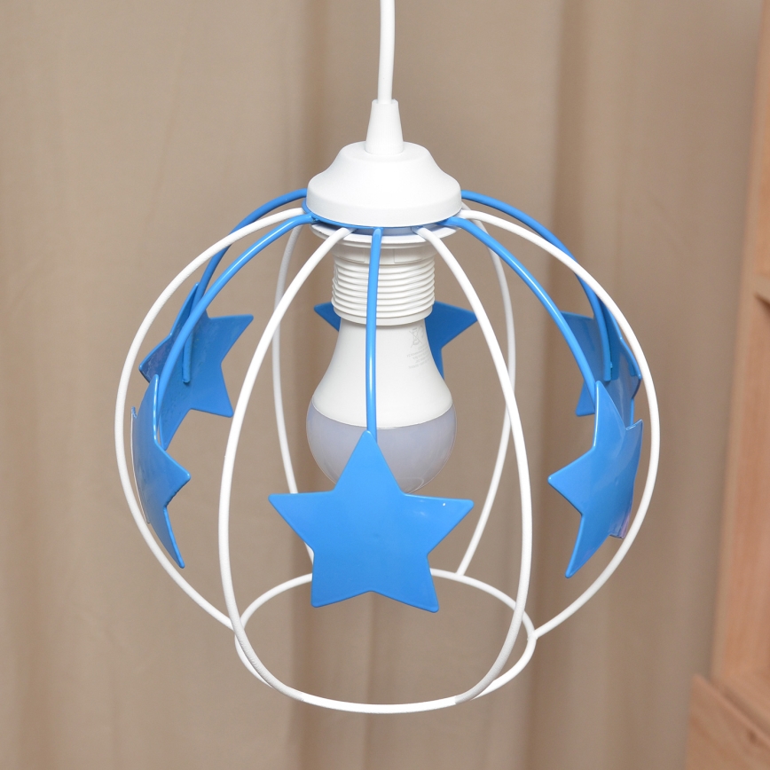 Παιδικό κρεμαστό φωτιστικό οροφής STARS 1xE27/15W/230V μπλε/λευκό
