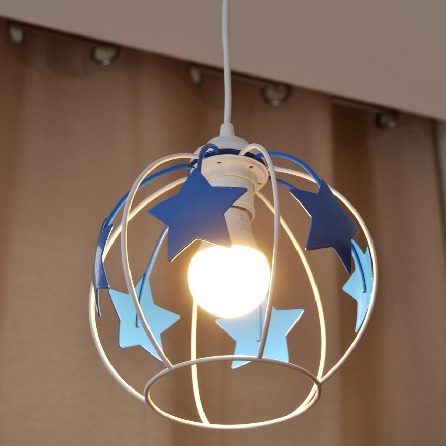 Παιδικό κρεμαστό φωτιστικό οροφής STARS 1xE27/15W/230V μπλε/λευκό