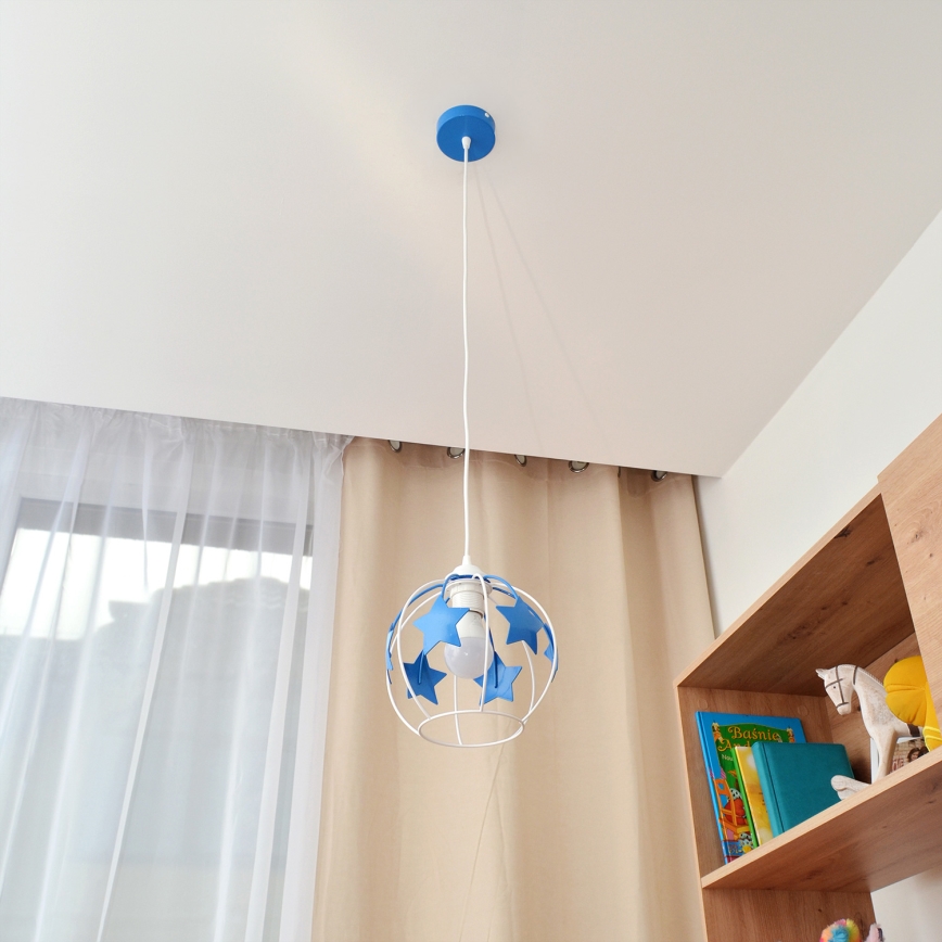 Παιδικό κρεμαστό φωτιστικό οροφής STARS 1xE27/15W/230V μπλε/λευκό