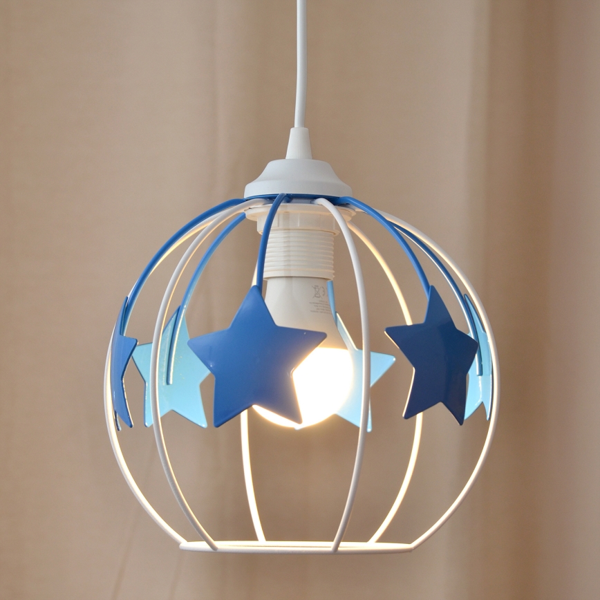 Παιδικό κρεμαστό φωτιστικό οροφής STARS 1xE27/15W/230V μπλε/λευκό