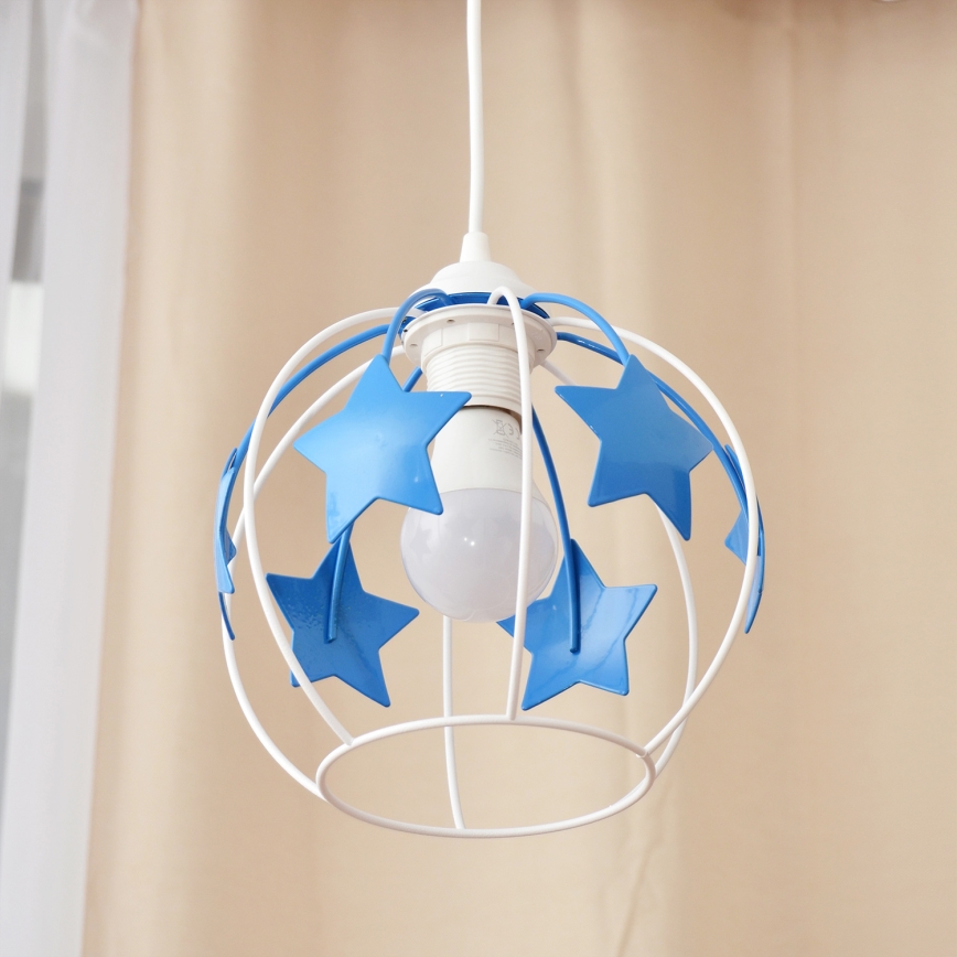 Παιδικό κρεμαστό φωτιστικό οροφής STARS 1xE27/15W/230V μπλε/λευκό
