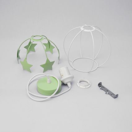 Παιδικό κρεμαστό φωτιστικό οροφής STARS 1xE27/15W/230V πράσινο/λευκό