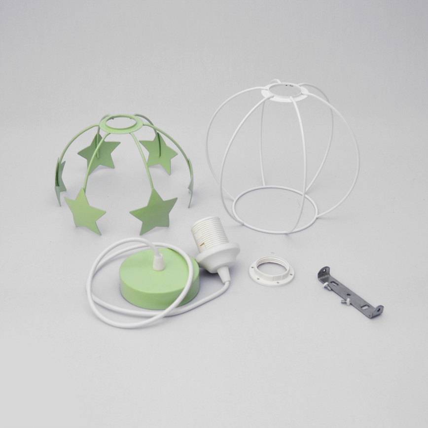 Παιδικό κρεμαστό φωτιστικό οροφής STARS 1xE27/15W/230V πράσινο/λευκό