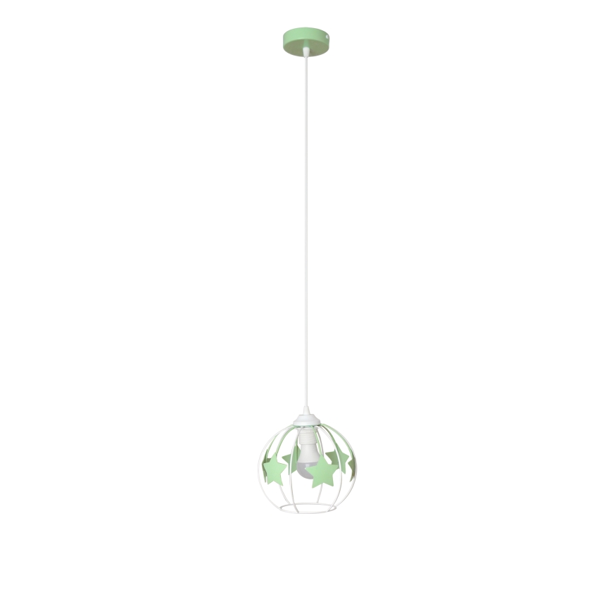 Παιδικό κρεμαστό φωτιστικό οροφής STARS 1xE27/15W/230V πράσινο/λευκό