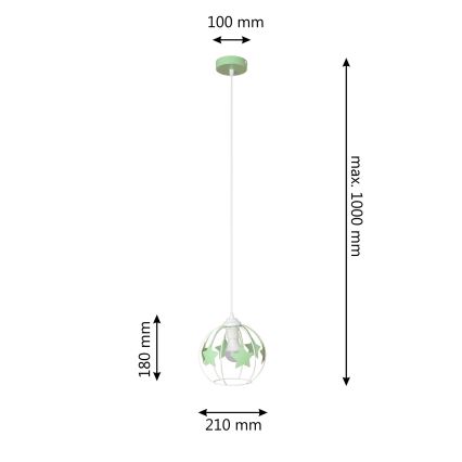 Παιδικό κρεμαστό φωτιστικό οροφής STARS 1xE27/15W/230V πράσινο/λευκό