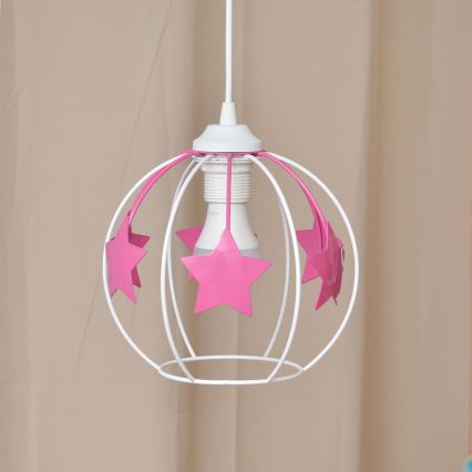Παιδικό κρεμαστό φωτιστικό οροφής STARS 1xE27/15W/230V ροζ/λευκό