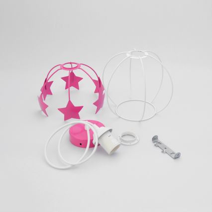 Παιδικό κρεμαστό φωτιστικό οροφής STARS 1xE27/15W/230V ροζ/λευκό