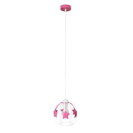 Παιδικό κρεμαστό φωτιστικό οροφής STARS 1xE27/15W/230V ροζ/λευκό