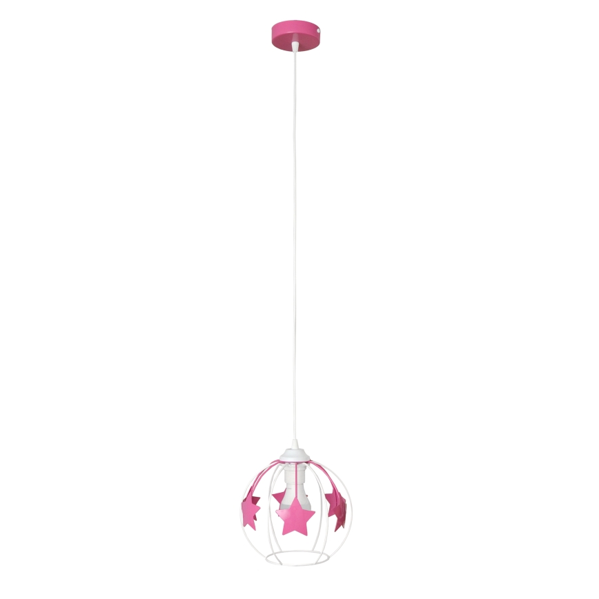 Παιδικό κρεμαστό φωτιστικό οροφής STARS 1xE27/15W/230V ροζ/λευκό