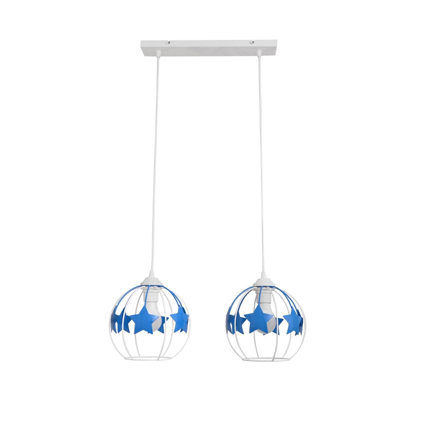 Παιδικό κρεμαστό φωτιστικό οροφής STARS 2xE27/15W/230V μπλε/λευκό