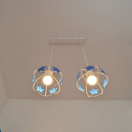 Παιδικό κρεμαστό φωτιστικό οροφής STARS 2xE27/15W/230V μπλε/λευκό